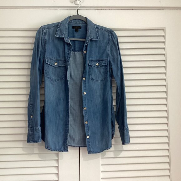 J.Crew Western chambray shirt Women Size 4 - Picture 2 of 8